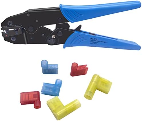 smseace Flag Terminal Crimper AWG 22-14 (0.5-2.5mm²) Electrical Crimping Tool for right angle spade connector Ratchet Terminal Crimper