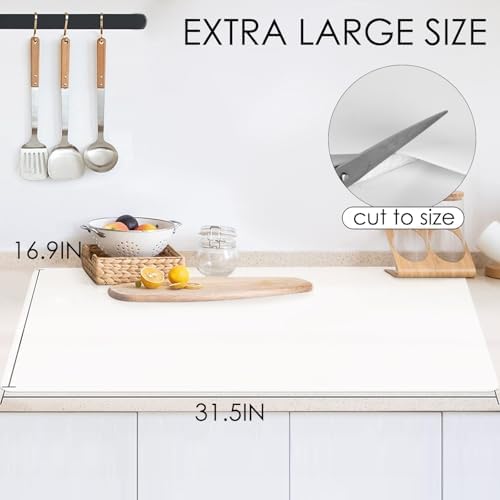 Extra Large Silicone Mat, Food-Grade Flexible Silicone Table Mats for Kids Non-Slip Placemat Waterproof Heat Insulation Countertop Protector Pastry Mat Silicone Pad, 31.5''x17'' Transparent