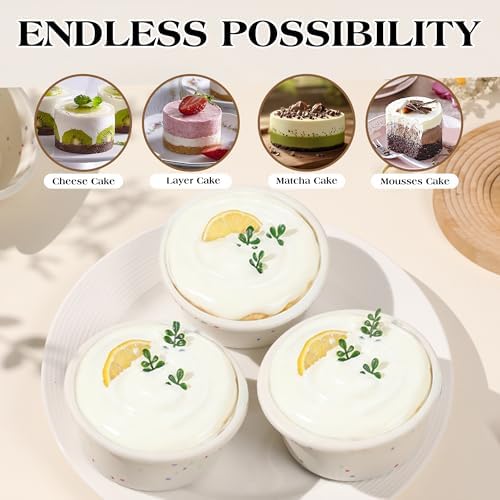4 Inch Silicone Round Cake Pans, Set of 4, Cream