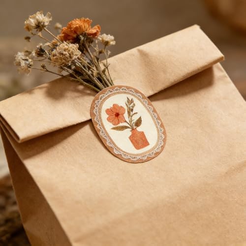 45Pcs Vintage Flower Stickers for Scrapbooking Stationary Decorative Sticker Plant Floral Sticker Scrapbook Stickers for Journaling Journal Supplies Wildflower Decal Gift Box Seal Decals for Crafts