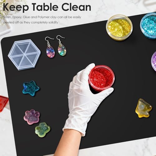 Thick(2MM) Extra Large Silicone Mat For Kitchen Counter 39.4"x23.6" Silicone Table Mat For Resin Workbench Mat Heat Resistant Mat Coffee BarMat, Black