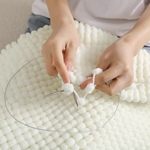Hand-Woven Ball Yarn, 4 Pack, 380g Total, for Blankets, Cushions, and Pet Nests, Fluffy Chunky Craft Yarn (Milky White)