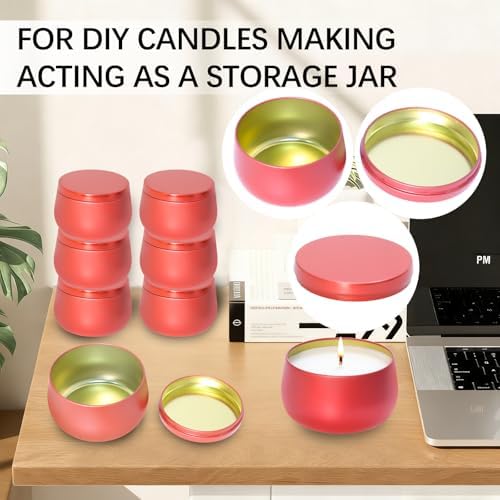 HOMAMAMOON 24 Pcs 8oz Candle Tins with Lids Bulk, Drak Red Metal Candle Jars for Making Candles, Shatterproof Empty Candle Containers & Vessels for DIY Travel & Small Business
