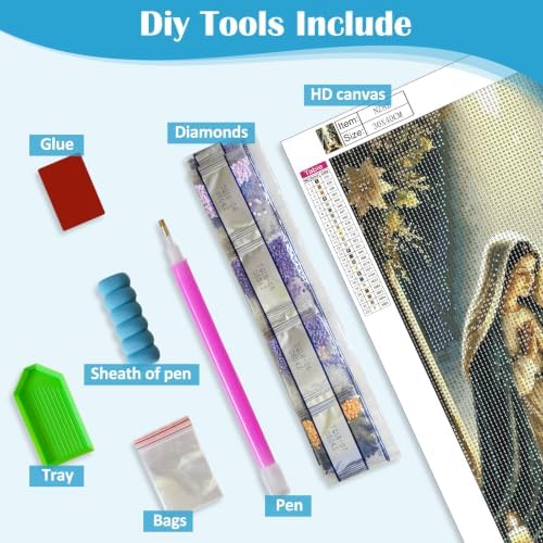 LKHMVCA Nativity Diamond Art Kits for Adults, 5D Diamond Painting Kits for Adults Beginners, DIY Full Round Drill Diamond Dot Painting Gem Art Kits for Adult, Home Wall Decor 11.8x15.7 Inch