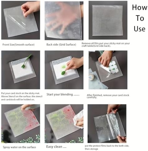 Alinacutle 2pcs 7in x7in Sticky Grip Mat Multi-Use Non-Slip Sticky Mats for DIY Art Card Making Hold Your Cardstock in Place, Easy to Clean and Reusable, Scrapbooking Card Making Tool