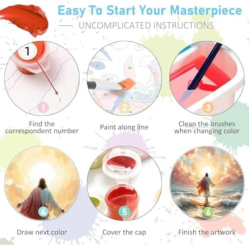 Jesus Paint by Numbers Kit for Adults Framed Canvas 12X16 in, Frameworkless