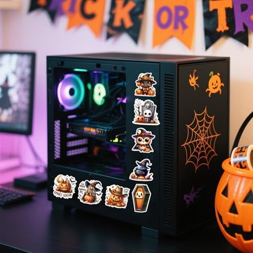 131 Pcs Cute Spooky Halloween Stickers for Journaling & Scrapbooking – Vintage Aesthetic Matte Planner Decals, No-Residue Craft Supplies for Adults, Teens & Junk Journal Lovers