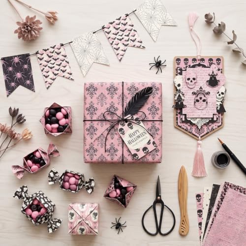 Pink Helloween Scrapbook Paper Pad Journal Decoupage Collage Materials