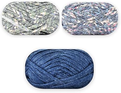 iSuperb 3 Pack Knitting Yarn Colorful Cloth T-Shirt Yarn Fabric Crochet Cloth for DIY Knitted Art Basket Bag - 300g