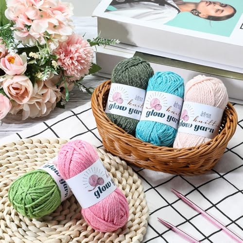 WILLBOND 5 Rolls Glow in The Dark Yarn for Crocheting, Gorgeous