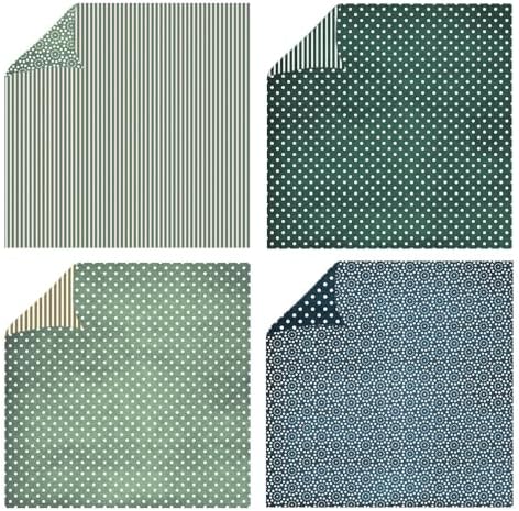 Basic Distressed Scrapbook Paper - 24 Sheets 12" x 12" Double-Sided Vintage Polka Dot & Stripe Design, 160gsm Cardstock for DIY Card Making, Gift Wrapping & Photo Albums