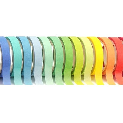 Washi Tape Set 20 Rolls, 7.5 mm Rainbow Colors Thin Decorative Tape