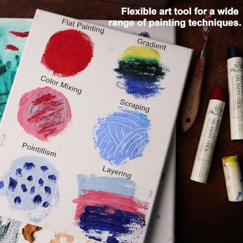 PHOENIX Professional Oil Paint Stick - Set of 6 Basic Colors 37ml Large Soft Water Soluable Pastels with Knife, Gift for Oil Painter
