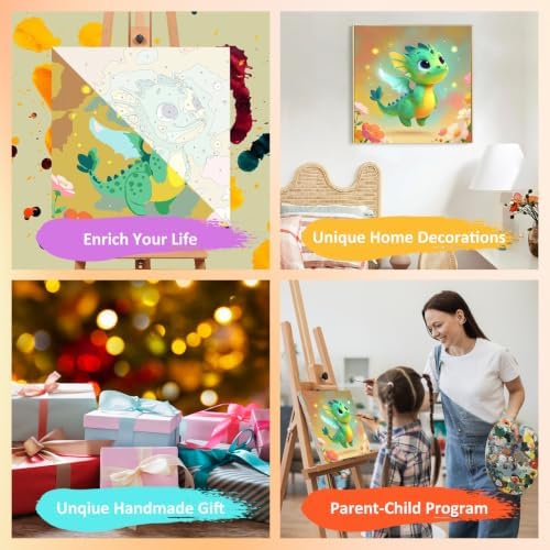 Mandun Dragon Paint by Numbers Kit for Kids, 8x8 inch