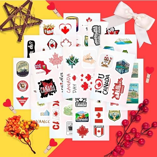 Canada Stickers for Water Bottle and Laptop - Canada Party Supplies & Decorations, Waterproof Vinyl Decals, Canadian Flag and Culture Stickers, Gifts for Women & Men