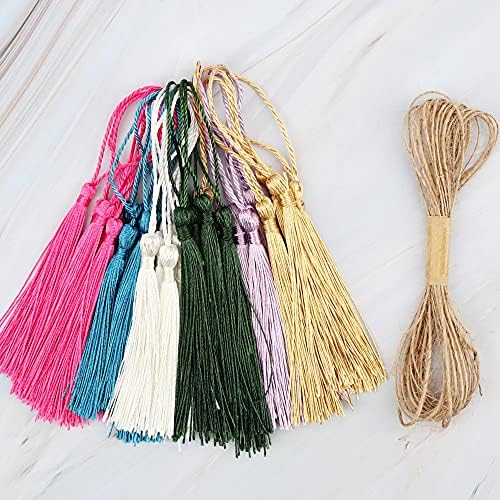 61PCS Acrylic Bookmarks Blanks Bulk 3 Symmetrical Shapes Clear Bookmark Plastic Blank 30 Sets with 6 Color Tassels & Twine String for Vinyl DIY Craft
