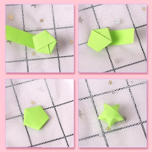 1080 Sheets Star Origami Paper Solid Gradient Color Star Paper Strip Colorful Handcraft Lucky Star Paper Double Sided Origami Stars Paper DIY Paper Arts Gradient Green