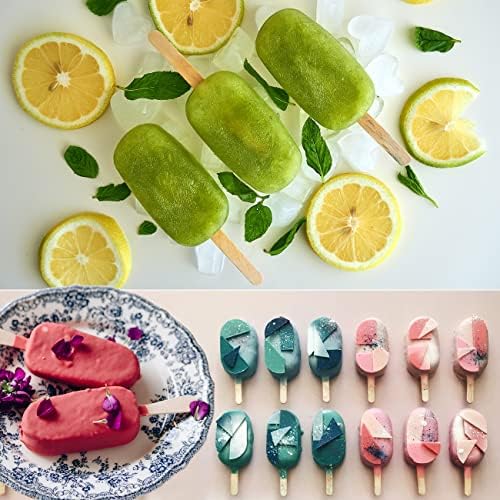 Sakolla 3 Pack 4 Cavity Popsicle Silicone Molds with 100 Pcs Wooden Sticks