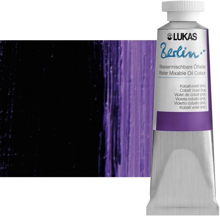 Lukas Berlin Pro Artists Water Mixable Oil Paint 37 ml Tube Cobalt Violet Hue, Water Soluble, Lightfast Pigments, Quick Drying, Easy Clean-Up, Eco-Friendly, Professional Quality, 40 Color Range