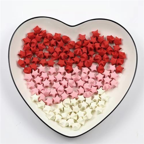 2160 Sheets Origami Star Paper 4 Red Color Strips Double Sided Lucky Star Decoration Folding Paper for DIY Hand Art Crafts, Teaching Supplies (Red-2160 sheets)