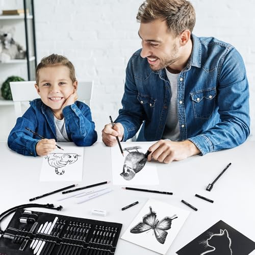 HIFORNY 30 PCS Sketching Drawing Pencil Set,Sketch Pencils Art Supplies with Graphite,Charcoal,Blending Tools,Accessories,Drawing Kit for Adults Artists