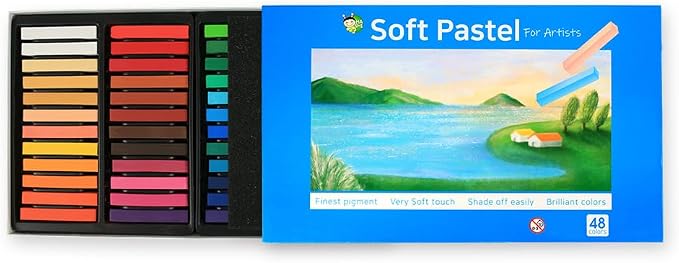 HA SHI Soft Chalk Pastels, 48 Assorted Colors, Soft Art Supplies for Artists, Professional Drawing Media, Stick Pastel for Advanced Users, DIY Beauty Nail Art, Pan Chalk Pastels