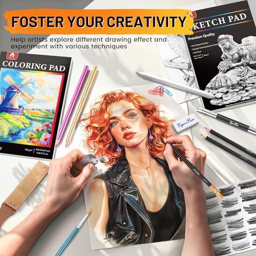 106 PCS Art Supplies Sketching Kit, Pro Drawing Pencils Art Kit Adults Gift
