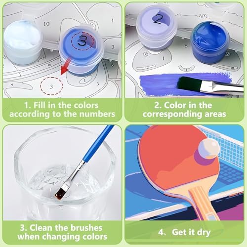 Reivworl Table Paint by Numbers Kit for Kids with Frame 8×8 inch