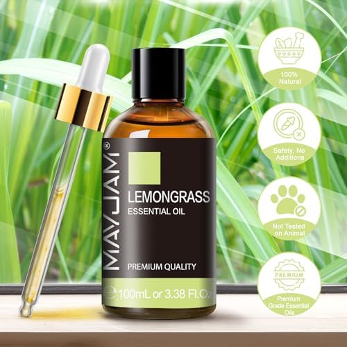 MAYJAM Lemongrass Essential Oil for Diffuser Soap Candle Making, 3.38FL.OZ