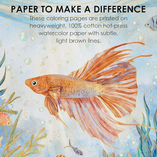 Grabie Watercolor Coloring Book, 15 A5 Cotton Sheets, Ocean Themed