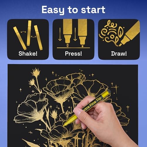 ARTISTRO Gold Paint Pens - Extra-Fine Tips - Set of 5