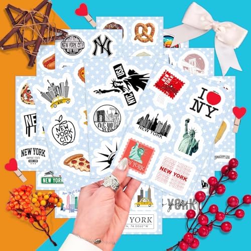 100Pcs New York Stickers for Water Bottle and Laptop - New York Party Supplies & Decorations, Waterproof Vinyl Decals, City and Landmark Stickers, Gifts for Women & Men