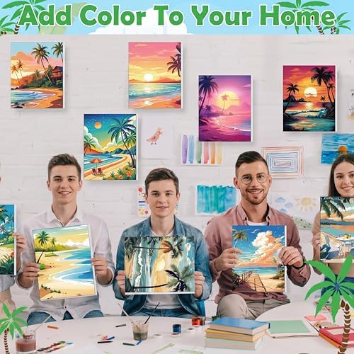 Blosssound 10 Set Pre Printed Canvas for Painting 5x7, Hawaii Canvas
