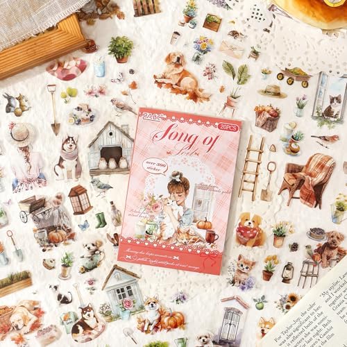 Pastoral Series Sticker Scrapbooking Supplies for Junk Journal, 20 Sheets PET Stickers