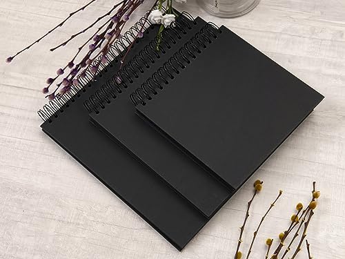 potricher 8 x 8 Inch DIY Scrapbook Album 80 Pages with Kraft Paper, Black | Thick Kraft Paper Scrap Book Photo Albums, Memory Book for Wedding, Anniversary, Baby, Family, Travel, DIY Projects