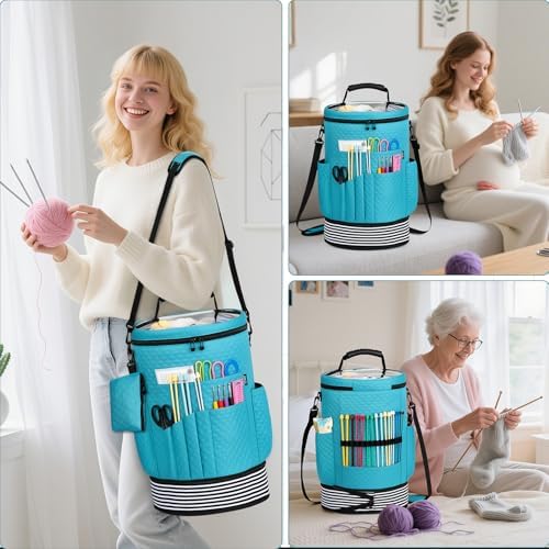 Crochet Yarn Knitting Bag 3PCS Expandable Large Yarn Storage Organizer Bag