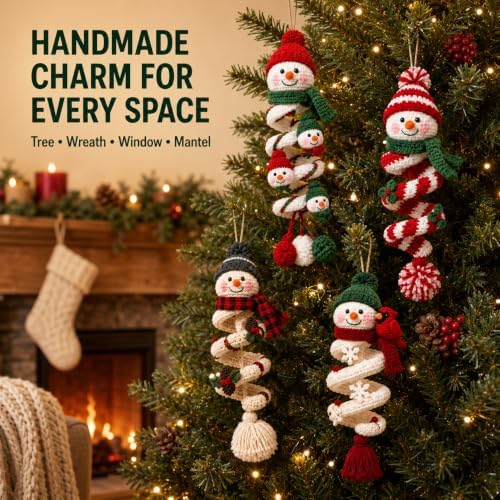 Crochet Snowman Spiral Ornament DIY Kit, Christmas Craft for Adults