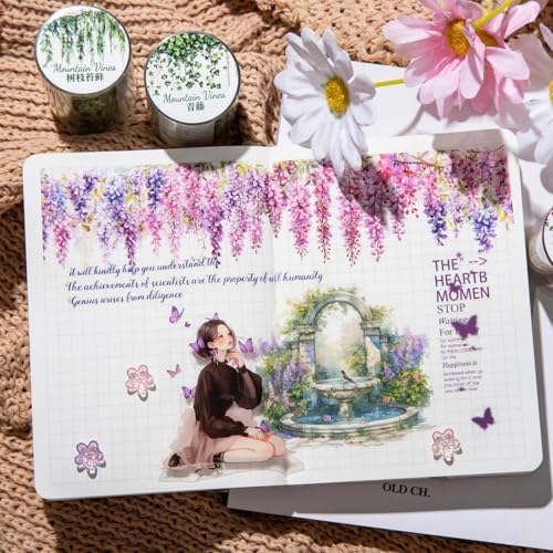 PET Tape Stickers for Journaling Supplies,Vine Stickers for Scrapbooking