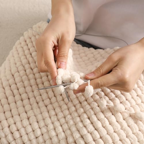 Hand-Woven Ball Yarn, 4 Pack, 380g Total, for Blankets, Cushions, and Pet Nests, Fluffy Chunky Craft Yarn (Beige)
