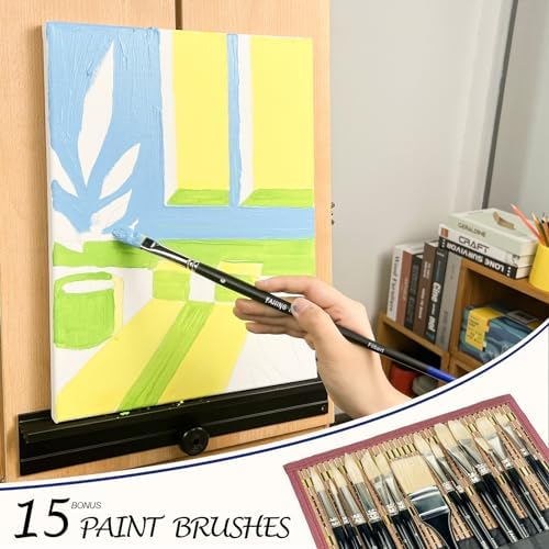 Falling in Art 15 Pcs Professional Oil Paint Brush Set, Natural Hog Bristle