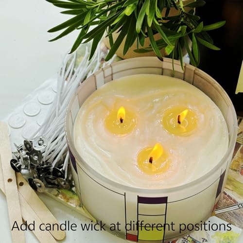 6 Inch 100Pcs Candle Wicks,100pcs Candle Wick Stickers,Candle Wick Centering Device,20 Pcs Metal Sustainer Tabs,5pcs Candle Wick Holder Materiales para Hacer Velas