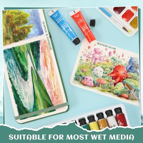 40 Sheets Watercolor Journal 4x6in, 140 lb/300 GSM Watercolor Sketchbook Cold Press Watercolor Paper Watercolor Notebook for Art Painting, Drawing, Mixed Media