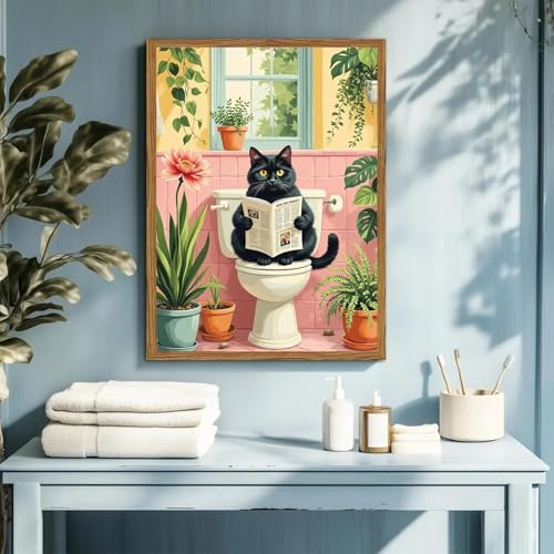 Cat Diamond Art Kits for Adults Round Diamond Painting 12x16 Inch