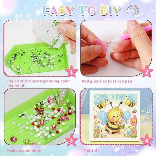 Bee Diamond Art Painting Kits for Kids with Frame Ages 4-8-12 (7x7 inch)