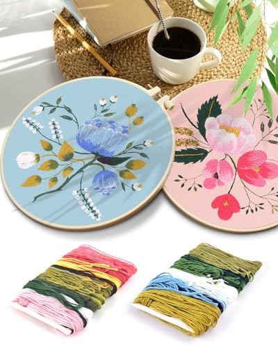 TINDTOP Embroidery Kit for Adult, Flower Embroidery Kit for Beginners