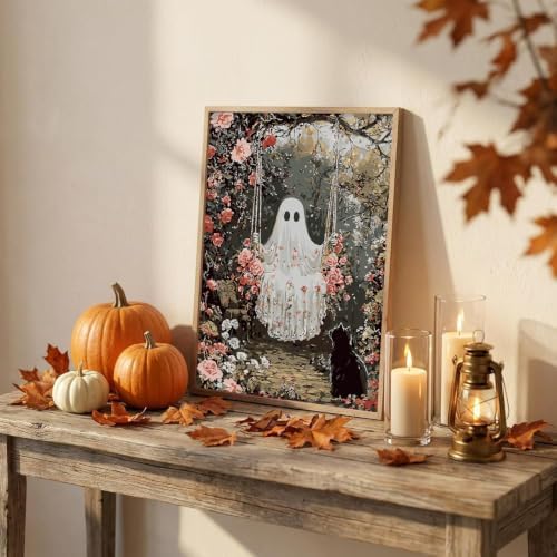 Halloween Paint by Numbers Kit for Adults-Ghost,DIY Oil Painting 10x12In