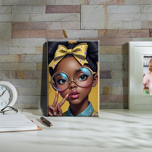 HeeBenor Framed Paint by Numbers Kit for Adults, Black Women, 8x12 Inch