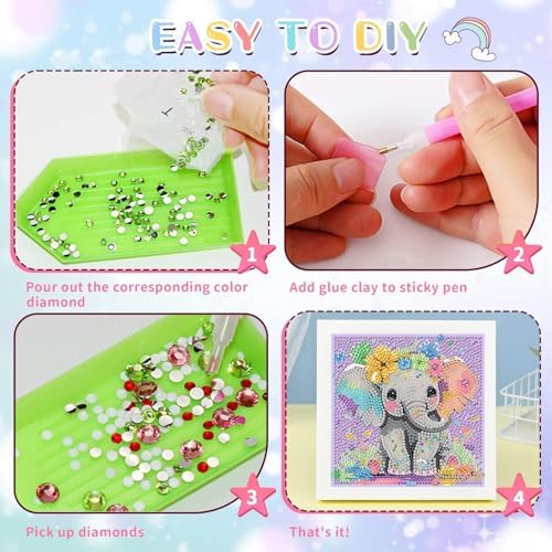 Elephant Diamond Art Painting Kits for Kids with Frame Ages 4-8-12 (7x7 in)