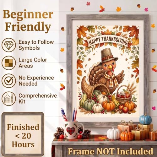 Thanksgiving Diamond Art Kits for Adults, Fall Turkey Diamond Painting
