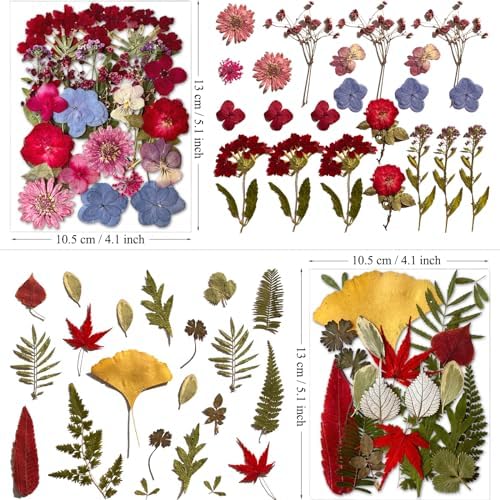 MIKIYA 85Pcs Dried Pressed Flowers for Resin Molds, Real Natural Bulk Dry Floral Leave for DIY Art Crafts, Epoxy Jewelry, Candle, Soap Making, Nails Decors Gifts